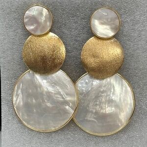 huge Christine Sabatini mother of pearl 18k yellow gold over sterling silver